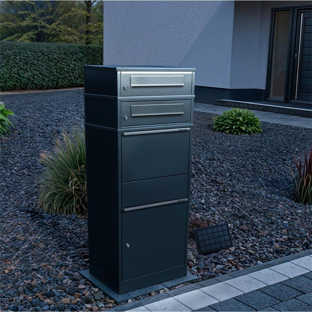 Metzler Paketbox mit 2 Briefkästen | LED | zweifacher Briefeinwurf | Bispo