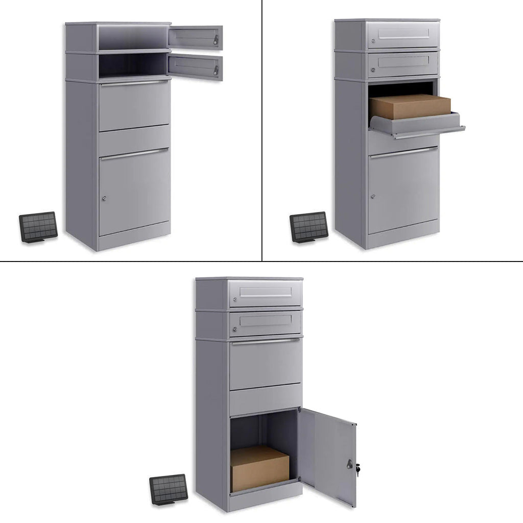 Metzler Paketbox mit 2 Briefkästen | LED | zweifacher Briefeinwurf | Bispo