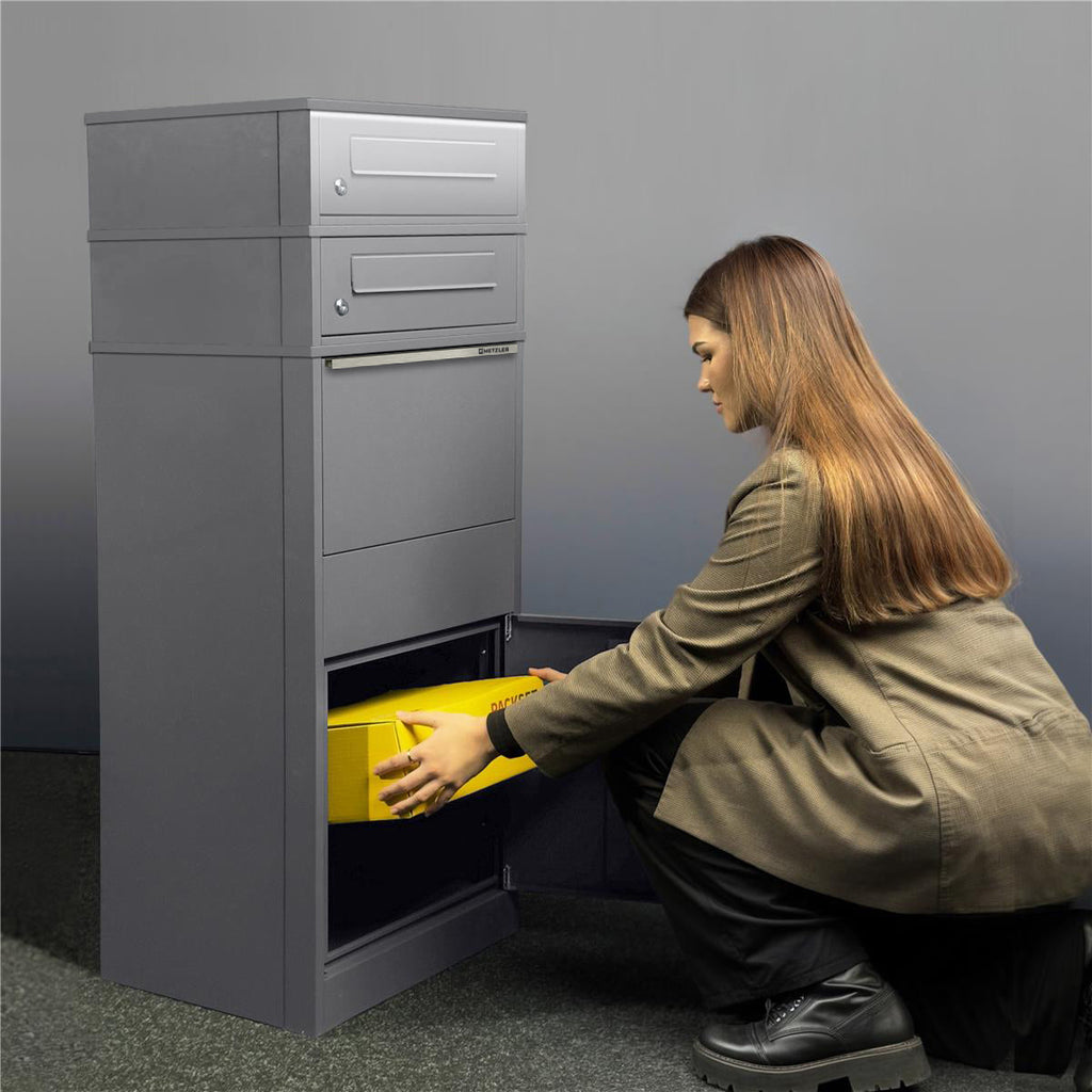 Metzler Paketbox mit 2 Briefkästen | LED | zweifacher Briefeinwurf | Bispo