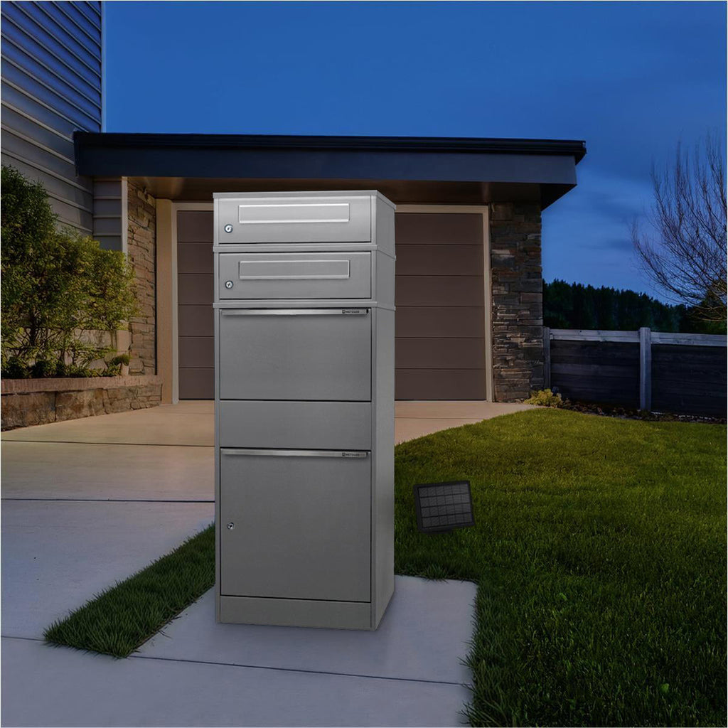Metzler Paketbox mit 2 Briefkästen | LED | zweifacher Briefeinwurf | Bispo