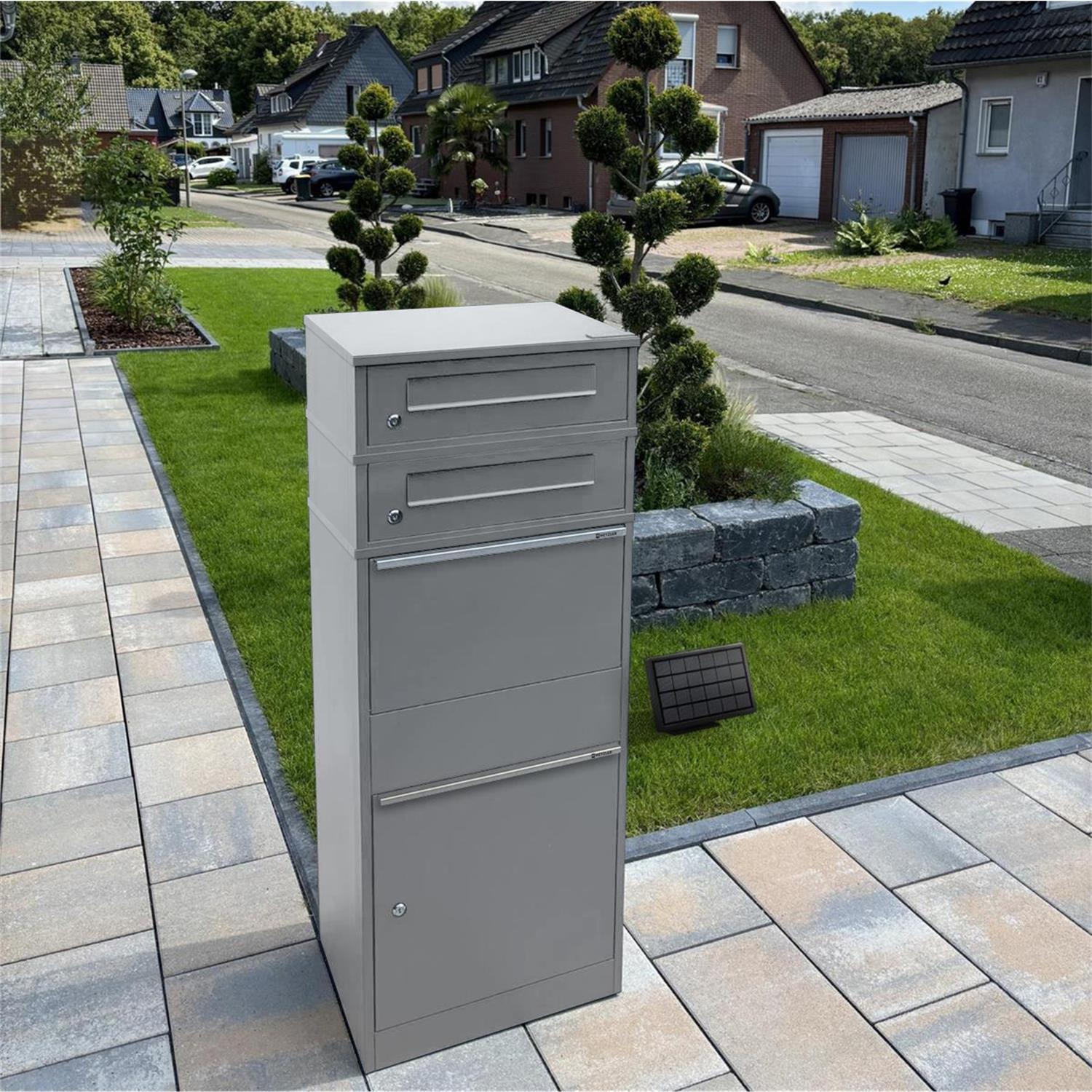 Metzler Paketbox mit 2 Briefkästen | LED | zweifacher Briefeinwurf | Bispo
