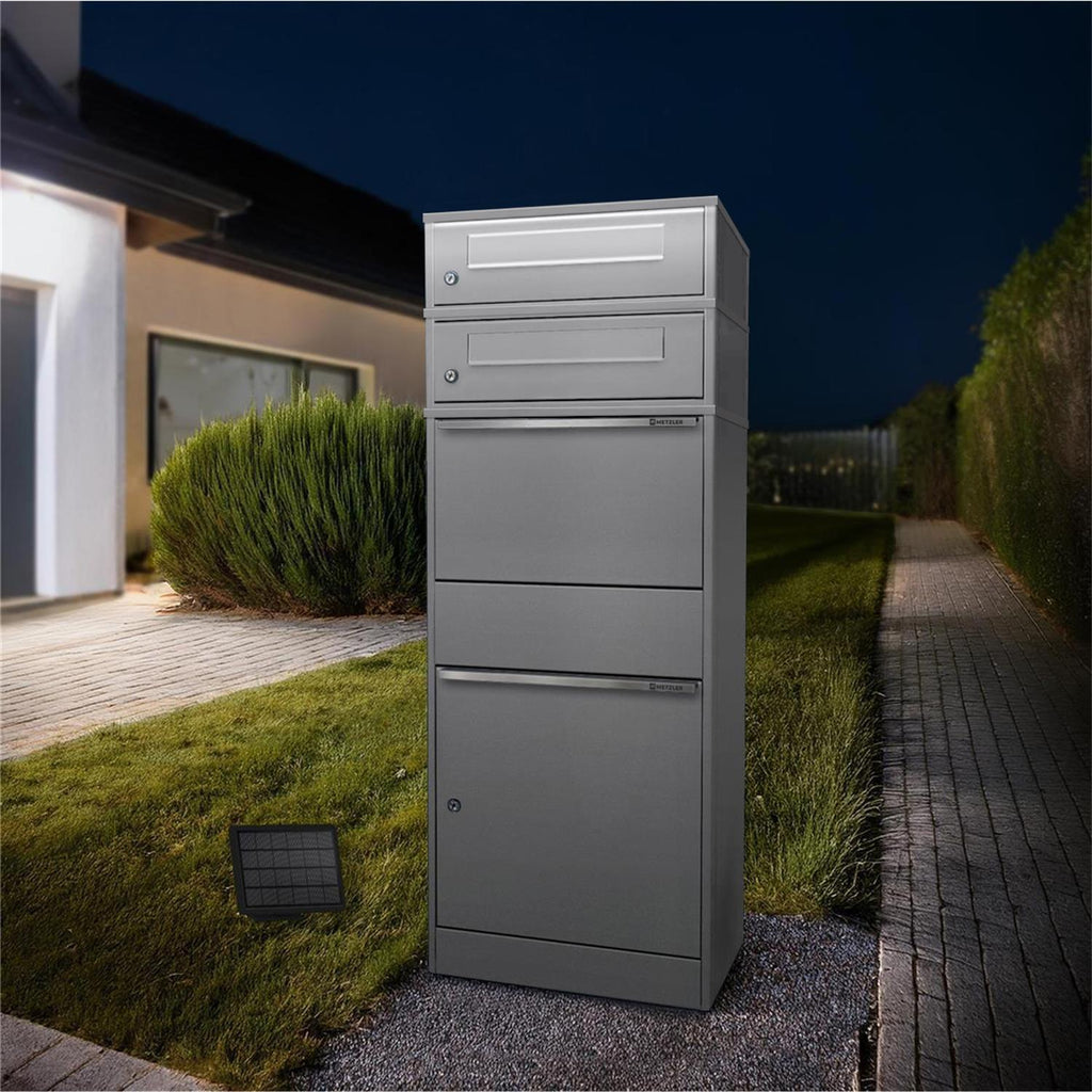 Metzler Paketbox mit 2 Briefkästen | LED | zweifacher Briefeinwurf | Bispo