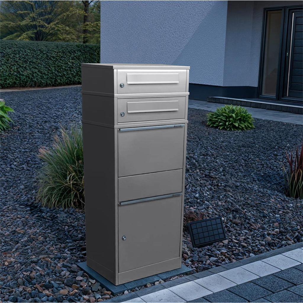 Metzler Paketbox mit 2 Briefkästen | LED | zweifacher Briefeinwurf | Bispo