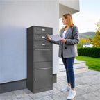 Metzler Paketbox mit 3 Briefkästen mit austauschbaren Namensschildern | für Pakete bis zur Größe M | Bispo RE