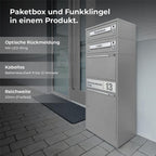 Metzler Funk-Paketbox mit Klingel & Briefkasten |  personalisiert mit Gravur | Edelstahl-Namensschilder | Bispo Funk