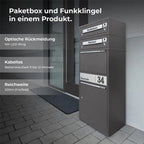 Metzler Funk-Paketbox mit Klingel & Briefkasten |  personalisiert mit Gravur | Edelstahl-Namensschilder | Bispo Funk