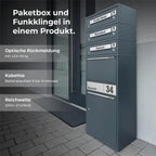 Metzler Funk-Paketbox mit Klingel & Briefkasten |  personalisiert mit Gravur | Edelstahl-Namensschilder | Bispo Funk