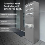 Metzler Funk-Paketbox mit Klingel & Briefkasten |  personalisiert mit Gravur | Edelstahl-Namensschilder | Bispo Funk
