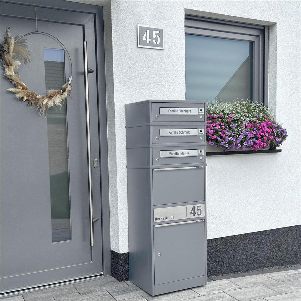 Metzler Funk-Paketbox mit Klingel & Briefkasten |  personalisiert mit Gravur | Edelstahl-Namensschilder | Bispo Funk