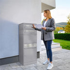 Metzler Paketbox mit 2 Briefkästen | personalisiert mit Gravur | Edelstahl-Namensschild | mit Briefeinwurf | Bispo 2