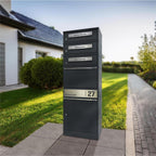 Metzler Paketbox mit 3 Briefkästen | personalisiert mit Gravur | Edelstahl-Namensschild | mit Briefeinwurf | Bispo 2