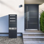 Metzler Paketbox mit 3 Briefkästen | personalisiert mit Gravur | Edelstahl-Namensschild | mit Briefeinwurf | Bispo 2