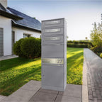 Metzler Paketbox mit 3 Briefkästen | personalisiert mit Gravur | Edelstahl-Namensschild | mit Briefeinwurf | Bispo 2