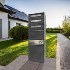 Metzler Paketbox mit 3 Briefkästen | personalisiert mit Gravur | Edelstahl-Namensschild | mit Briefeinwurf | Bispo 2