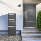 Metzler Paketbox mit 3 Briefkästen | personalisiert mit Gravur | Edelstahl-Namensschild | mit Briefeinwurf | Bispo 2