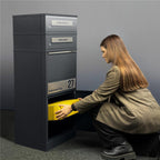 Metzler Paketbox mit 2 Briefkästen | LED | personalisiert mit Gravur | Bispo 2