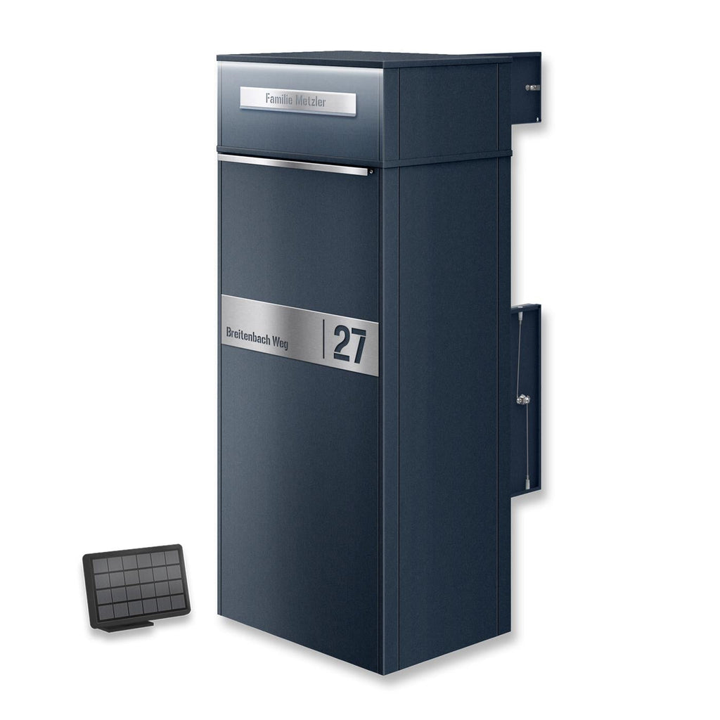 Metzler Paketbox mit LED | Entnahme auf der Rückseite | personalisiert mit Gravur | Anthrazit | Zivo 2 LED