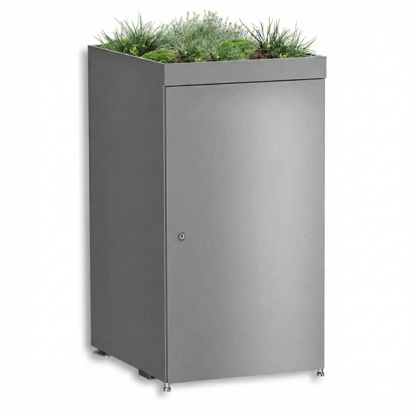 Metzler Mülltonnenbox mit Pflanzdach | 1er | 240l | aus Aluminium | rostfrei & massiv