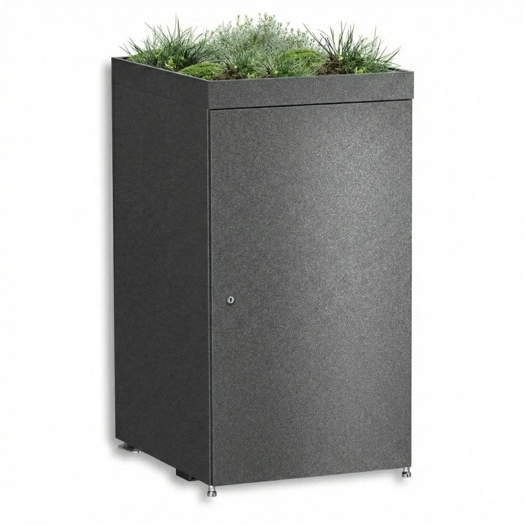 Metzler Mülltonnenbox mit Pflanzdach | 1er | 240l | aus Aluminium | rostfrei & massiv