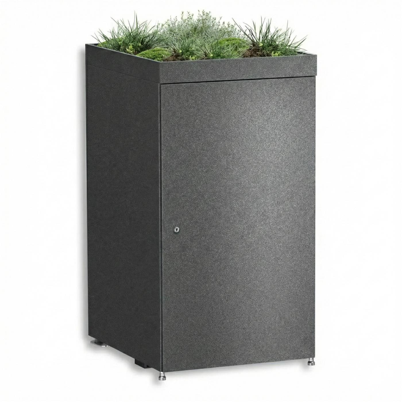 Metzler Mülltonnenbox mit Pflanzdach | 1er | 240l | aus Aluminium | rostfrei & massiv