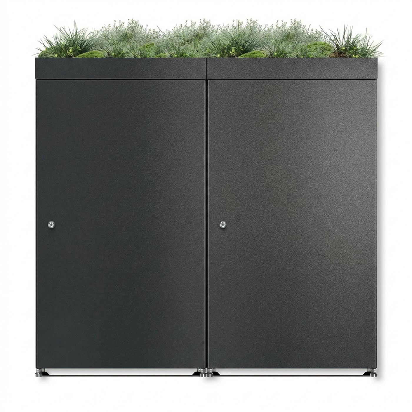 Metzler Mülltonnenbox mit Pflanzdach | 2er | 240l | aus Aluminium | rostfrei & massiv
