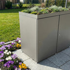 Metzler Mülltonnenbox mit Pflanzdach | 2er | 240l | aus Aluminium | rostfrei & massiv
