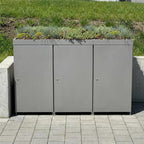 Metzler Mülltonnenbox mit Pflanzdach | 3er | 240l | aus Aluminium | rostfrei & massiv