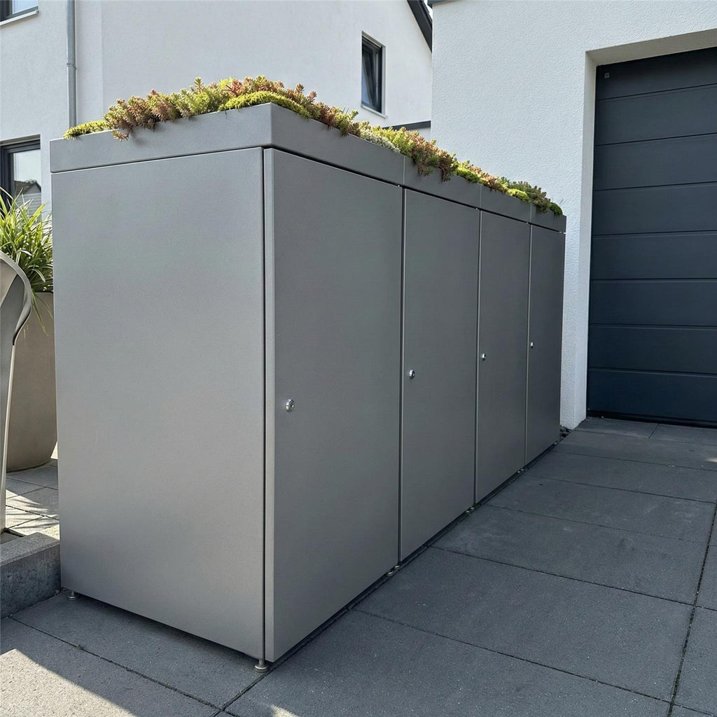 Metzler Mülltonnenbox mit Pflanzdach | 4er | 240l | aus Aluminium | rostfrei & massiv