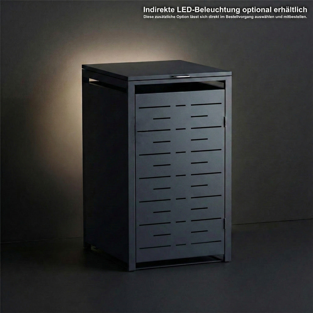 Metzler Design-Mülltonnenbox | 1er | 240l | horizontale Designlinien | Anthrazit RAL 7016 | Nexus