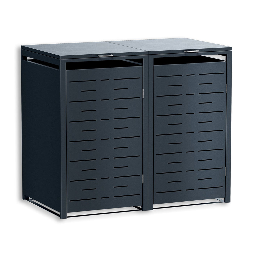 Metzler Design-Mülltonnenbox | 2er | 240l | horizontale Designlinien | Anthrazit RAL 7016 | Nexus