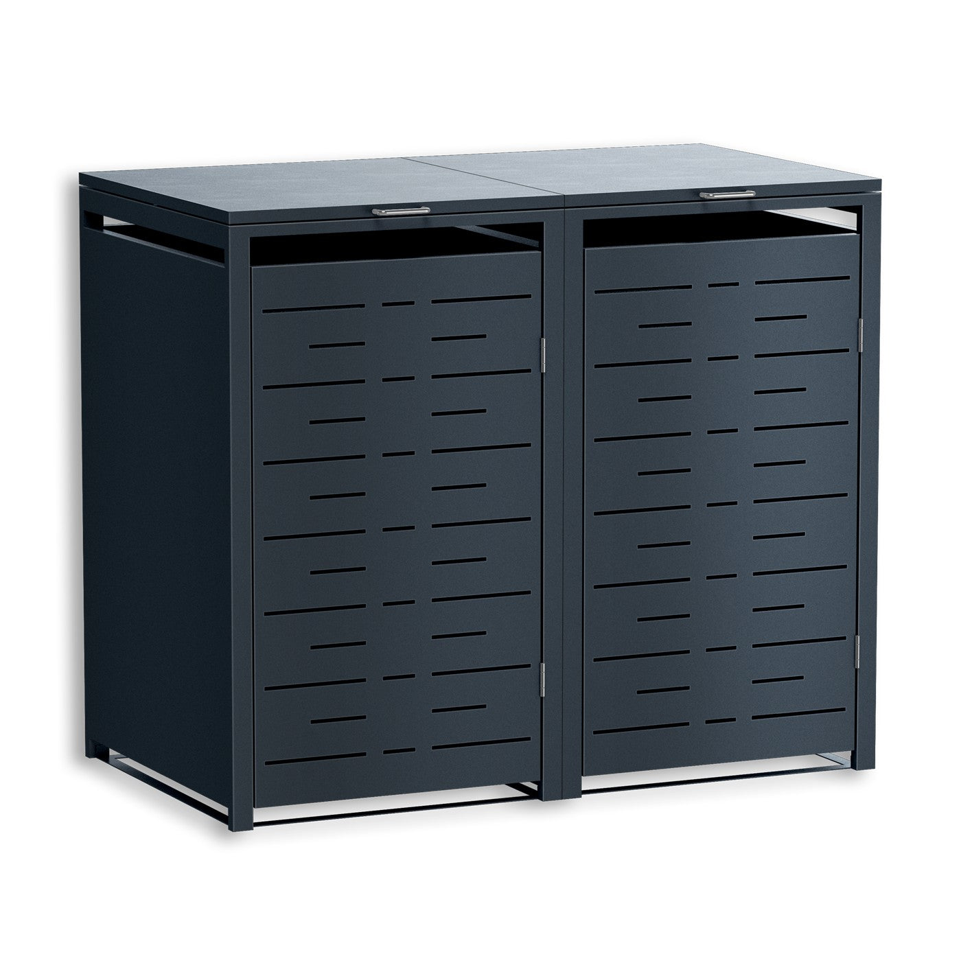 Metzler Design-Mülltonnenbox | 2er | 240l | horizontale Designlinien | Anthrazit RAL 7016 | Nexus