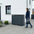 Metzler Design-Mülltonnenbox | 2er | 240l | horizontale Designlinien | Anthrazit RAL 7016 | Nexus