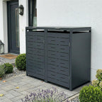 Metzler Design-Mülltonnenbox | 2er | 240l | horizontale Designlinien | Anthrazit RAL 7016 | Nexus