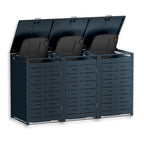 Metzler Design-Mülltonnenbox | 3er | 240l | Anthrazit RAL 7016 | horizontale Designlinien | Nexus