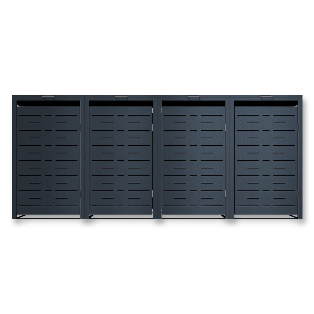 Metzler Design-Mülltonnenbox | 4er | 240l | Anthrazit RAL 7016 | horizontale Designlinien | Nexus