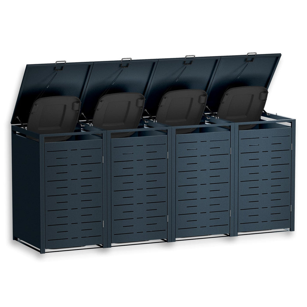 Metzler Design-Mülltonnenbox | 4er | 240l | Anthrazit RAL 7016 | horizontale Designlinien | Nexus