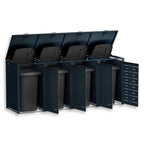 Metzler Design-Mülltonnenbox | 4er | 240l | Anthrazit RAL 7016 | horizontale Designlinien | Nexus