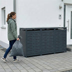 Metzler Design-Mülltonnenbox | 4er | 240l | Anthrazit RAL 7016 | horizontale Designlinien | Nexus