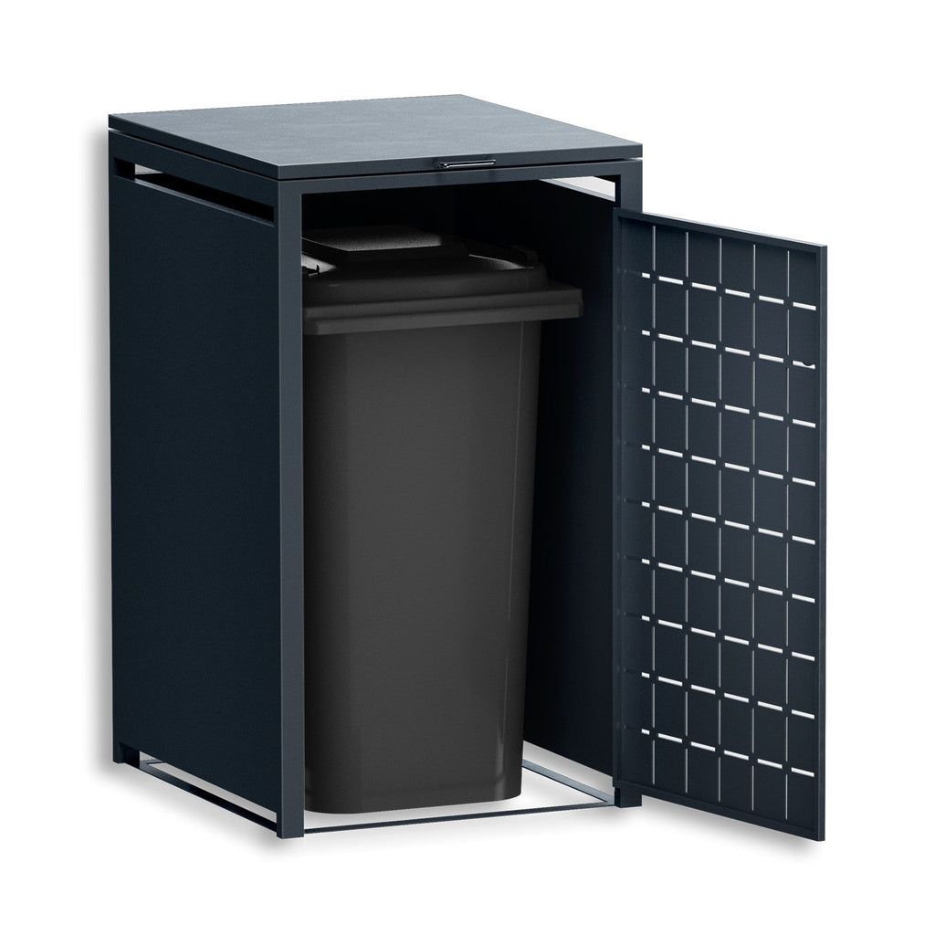 Metzler Design-Mülltonnenbox | 1er | 240l | Quadratmuster | Anthrazit RAL 7016 | Geo