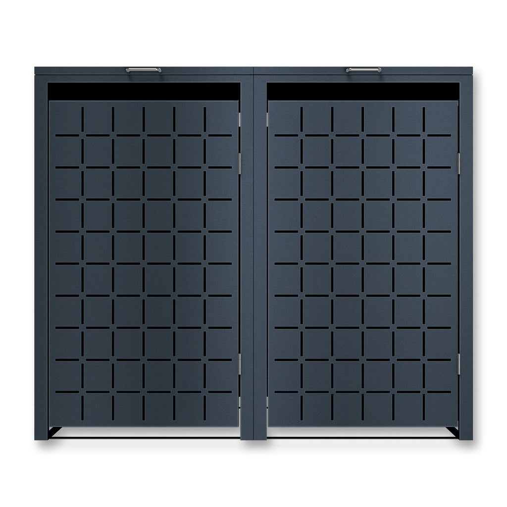 Metzler Design-Mülltonnenbox | 2er | 240l | Anthrazit RAL 7016 | Quadratmuster | Geo