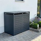 Metzler Design-Mülltonnenbox | 2er | 240l | Anthrazit RAL 7016 | Quadratmuster | Geo