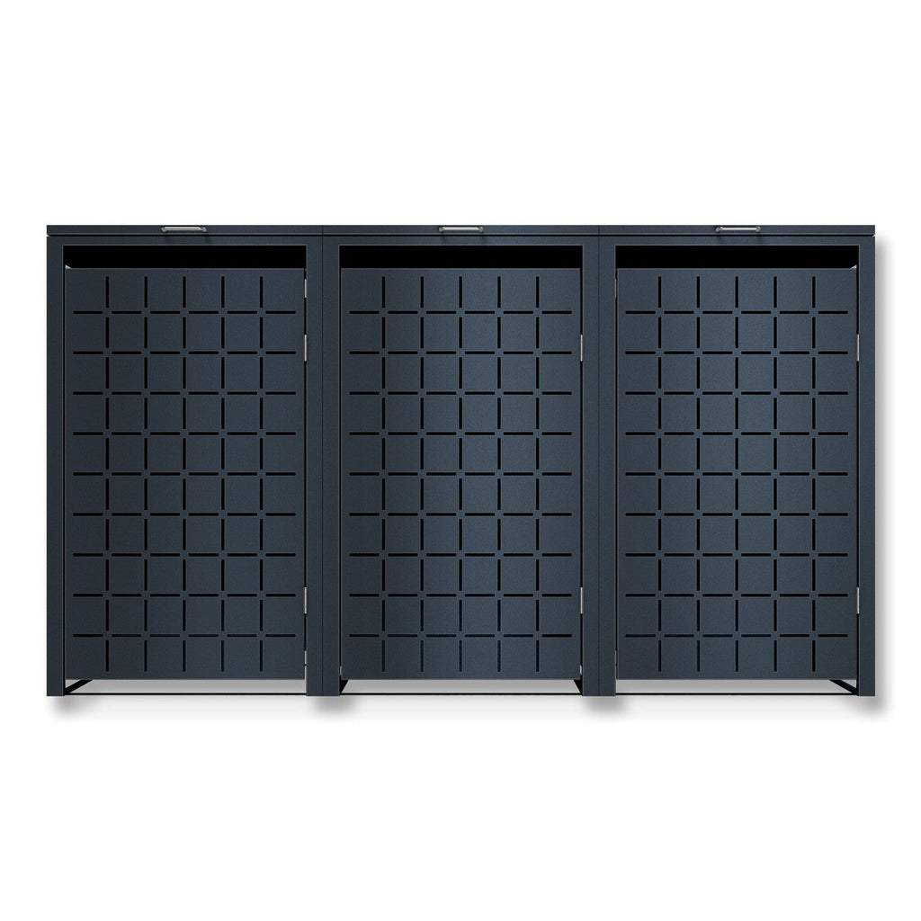 Metzler Design-Mülltonnenbox | 3er | 240l | Anthrazit RAL 7016 | Quadratmuster | Geo