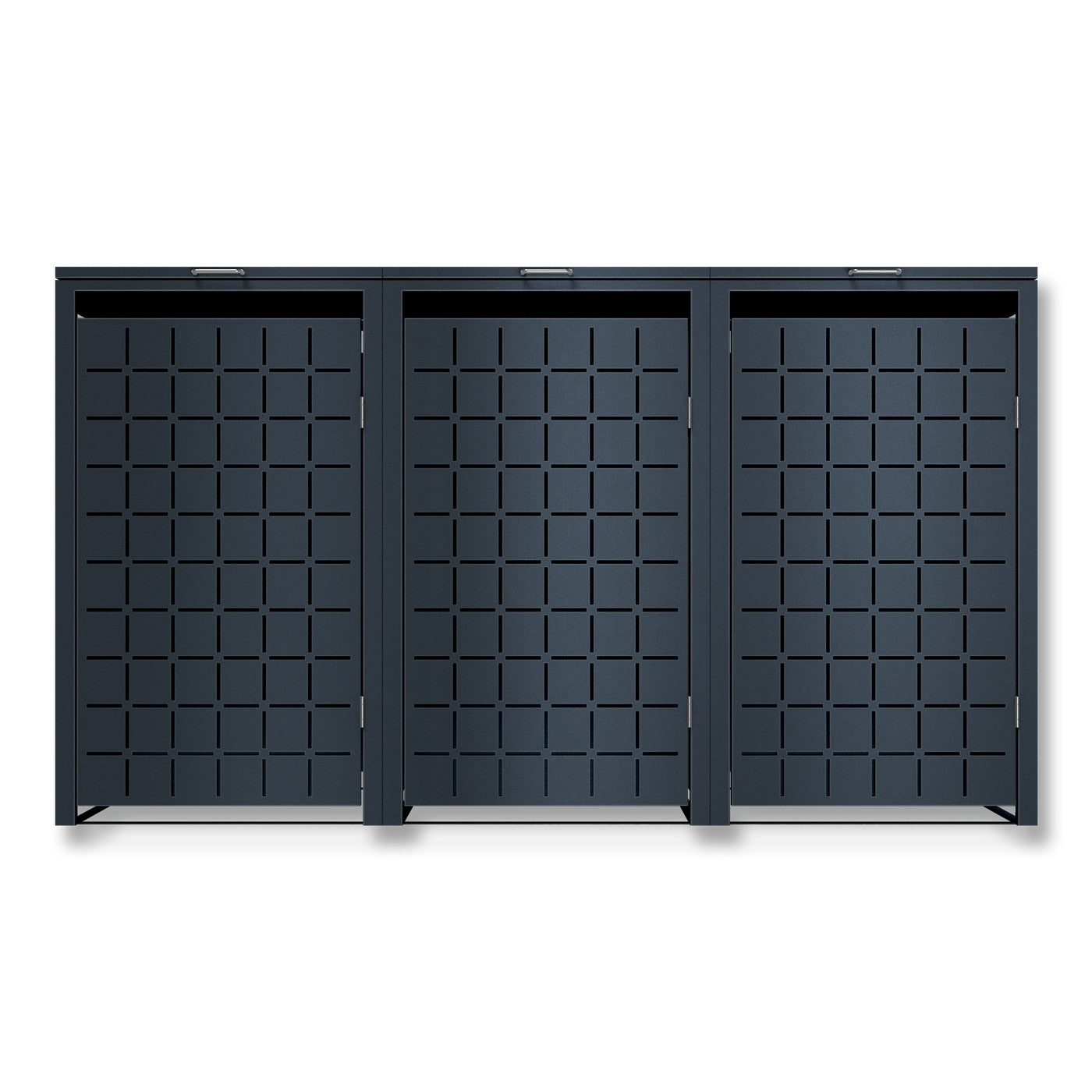 Metzler Design-Mülltonnenbox | 3er | 240l | Anthrazit RAL 7016 | Quadratmuster | Geo