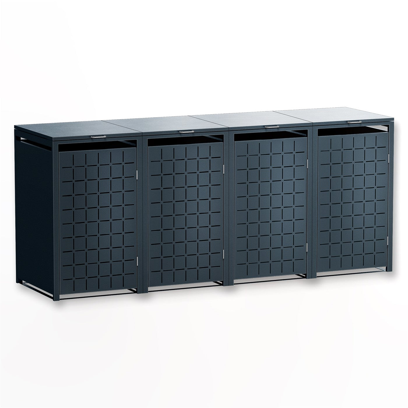 Metzler Design-Mülltonnenbox | 4er | 240l | Anthrazit RAL 7016 | Quadratmuster | Geo