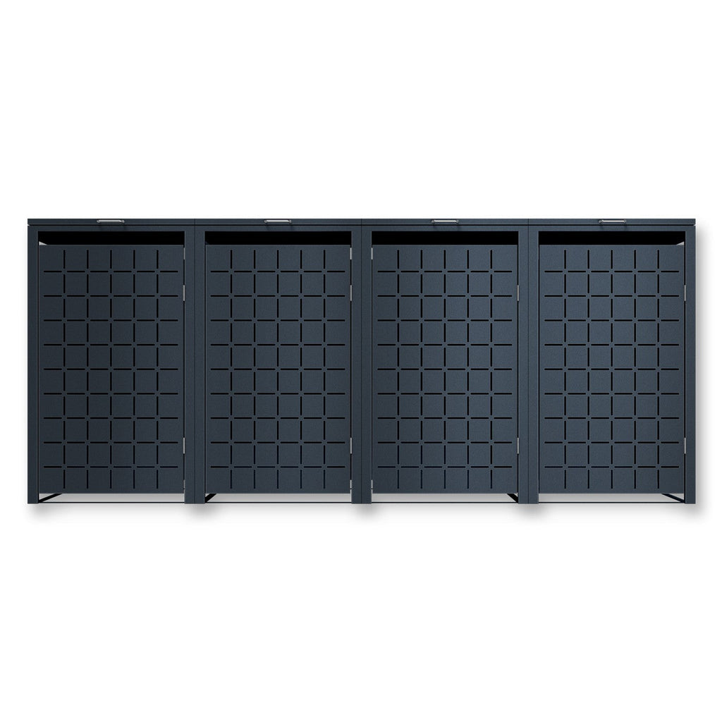 Metzler Design-Mülltonnenbox | 4er | 240l | Anthrazit RAL 7016 | Quadratmuster | Geo
