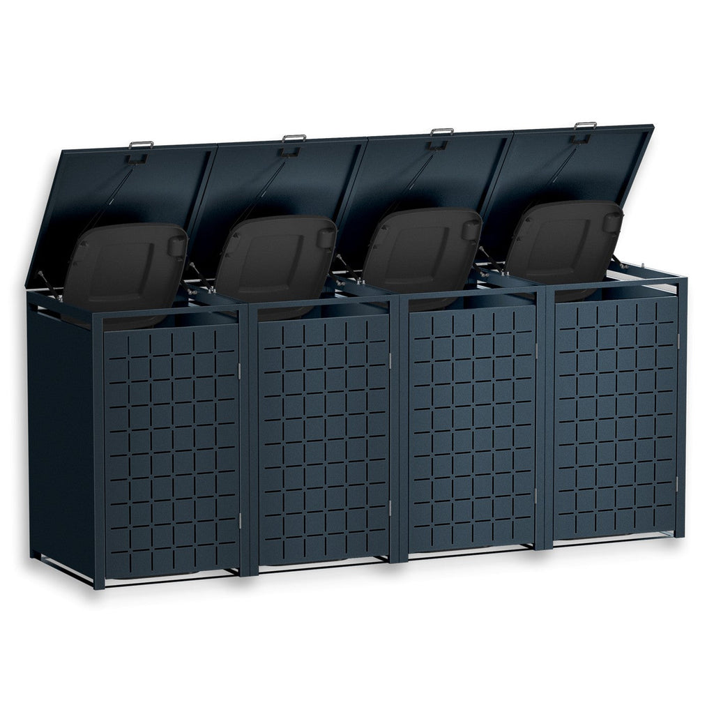 Metzler Design-Mülltonnenbox | 4er | 240l | Anthrazit RAL 7016 | Quadratmuster | Geo