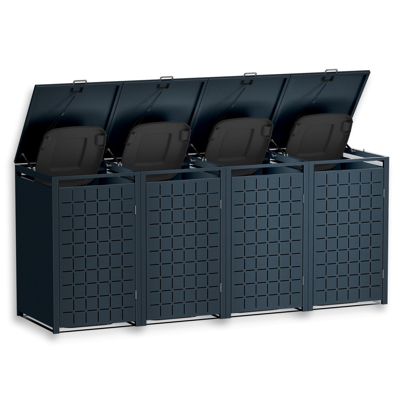 Metzler Design-Mülltonnenbox | 4er | 240l | Anthrazit RAL 7016 | Quadratmuster | Geo
