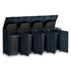 Metzler Design-Mülltonnenbox | 4er | 240l | Anthrazit RAL 7016 | Quadratmuster | Geo