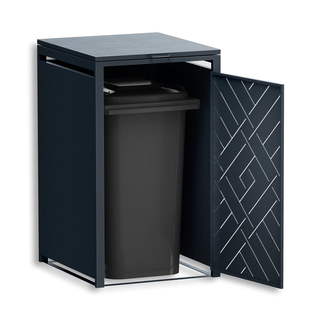 Metzler Design-Mülltonnenbox | 1er | 240l | Anthrazit RAL 7016 | Rautenmuster | Prisma