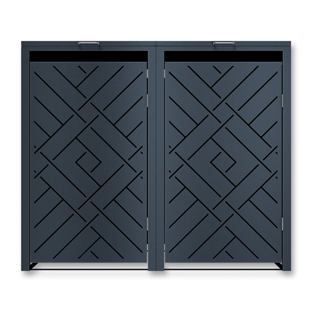 Metzler Design-Mülltonnenbox | 2er | 240l | Anthrazit RAL 7016 | Rautenmuster | Prisma